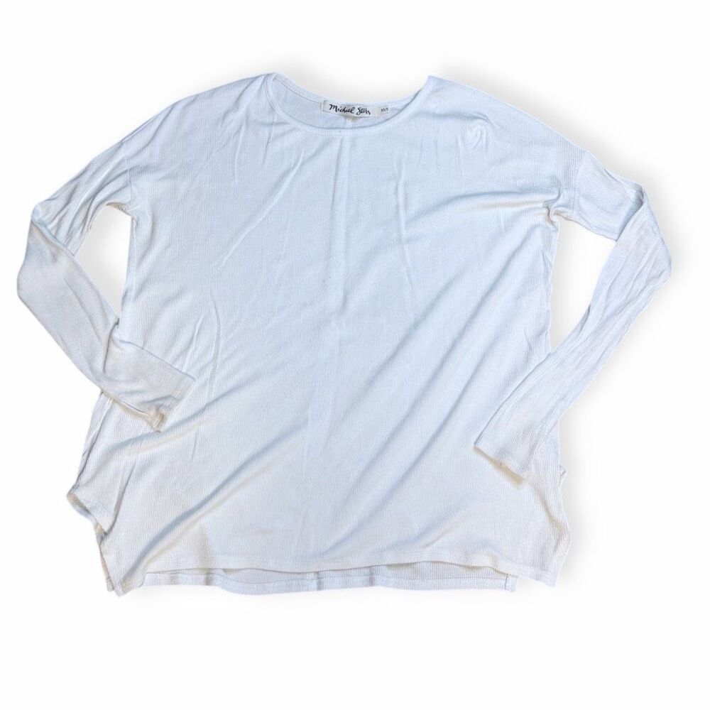 MICHAEL STARS Women’s White Long Sleeve Ribbed Knit Top Size XS / Small